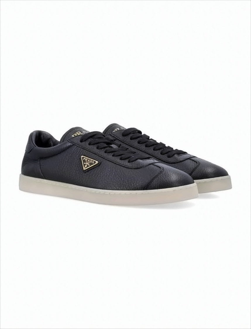 Prada Textured Leather Low-Top Sneakers