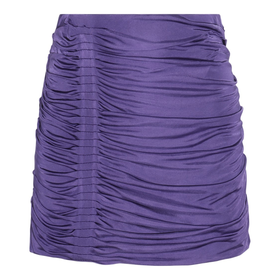 Gauge81 Ruched Purple Skirt With Vertical Pleats And Fitted Silhouette