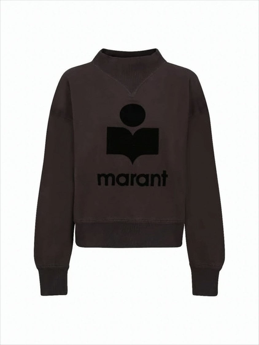 Isabel Marant Cropped Grey Long-Sleeved Sweatshirt With Textured Logo