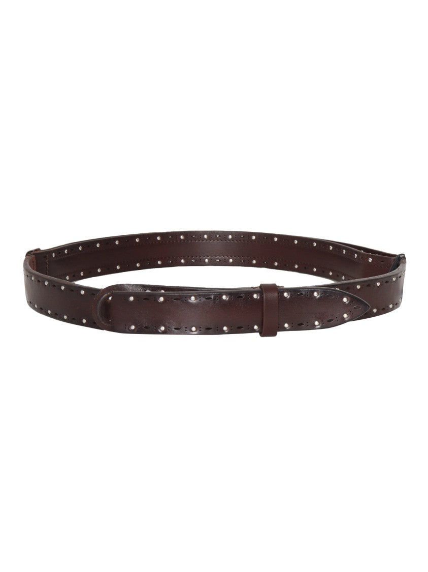 Claudio Orciani Brown Leather Belt With Circular Studs