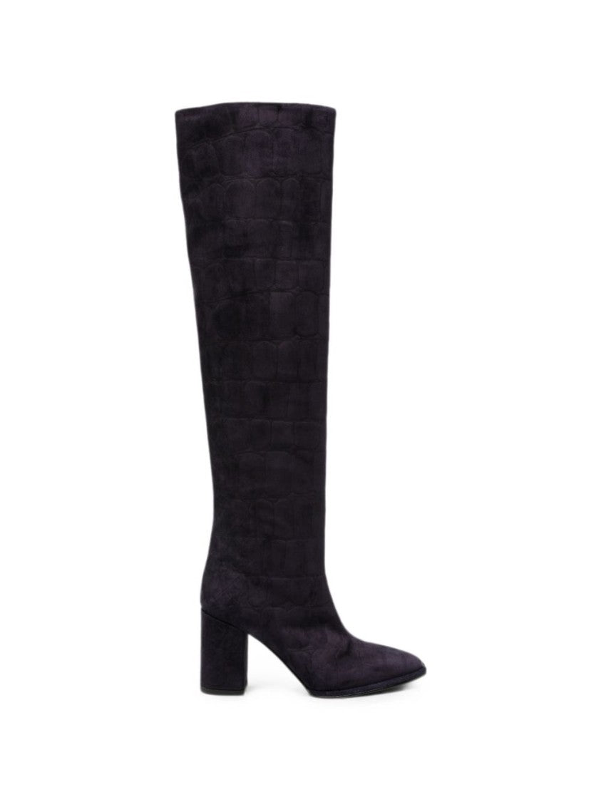 Le Silla Croc-Effect Suede Boots - Blue