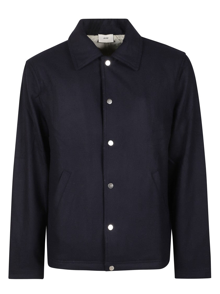 Autry Minimalist Button-Up Jacket With Subtle Floral Design