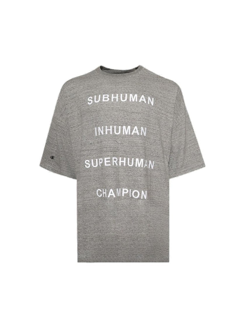 Rick Owens Dropped Shoulder Crewneck T-Shirt With Embroidered Detailing