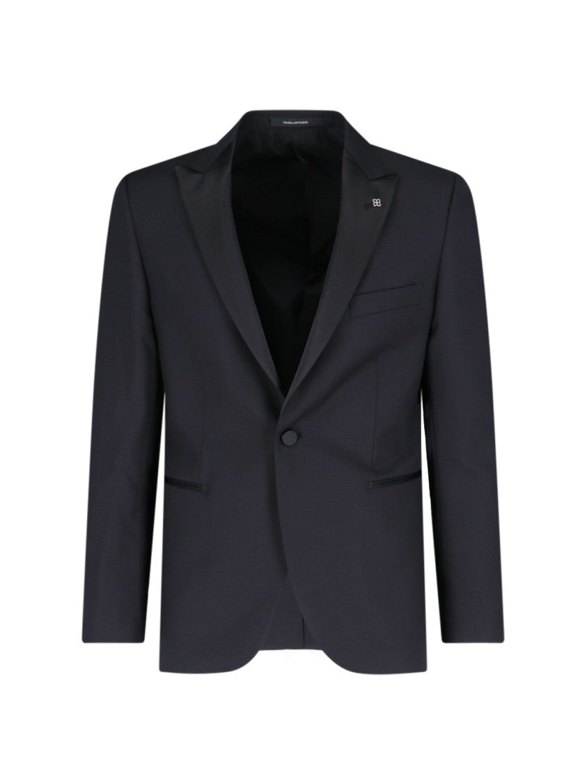 Tagliatore Black Single Breasted Wool Silk Straight Suit