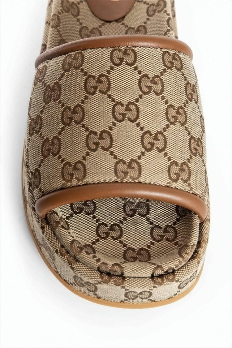 Gucci Monogram Canvas Slip-On Mules