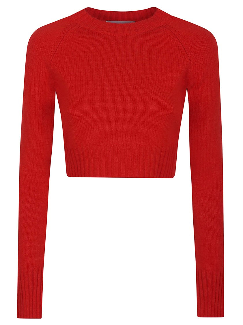 Max Mara Fragola Crewneck Crop Top With Long Sleeves