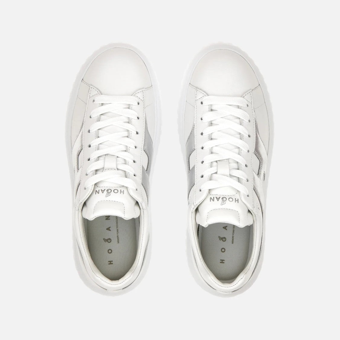 Hogan H-Stripes Lace-Up Sneakers In Sheepskin And Calfskin