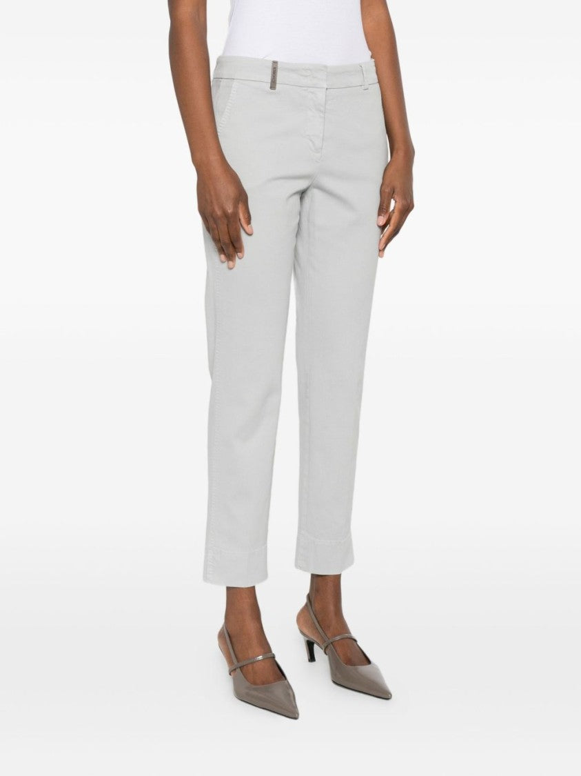 Peserico Straight-Leg Gray Trousers With Mid-Rise Waist