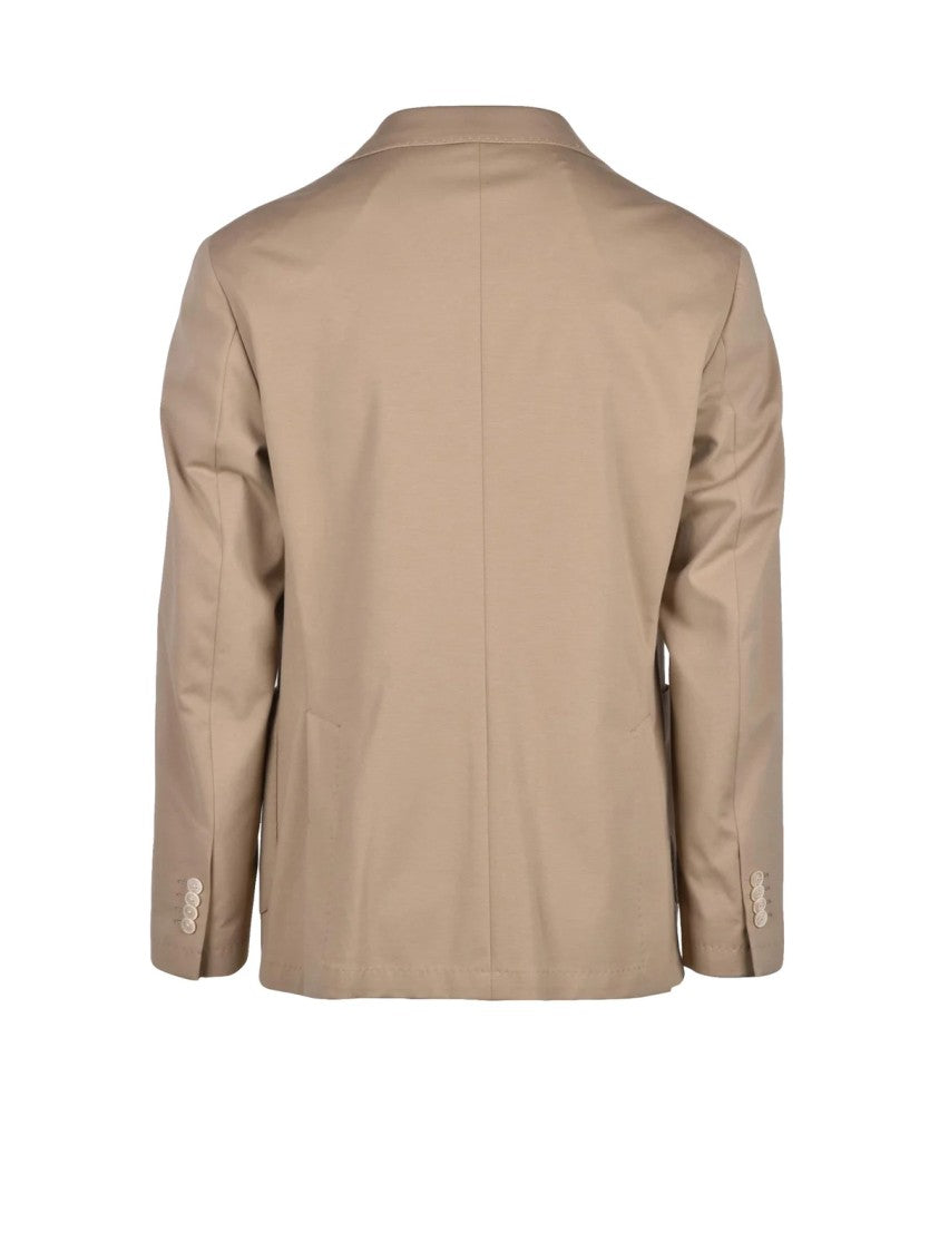 Manuel Ritz Beige Single-Button Unlined Cotton-Blend Suit