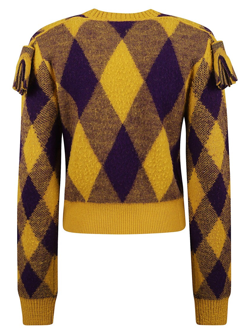 Burberry Cropped Argyle Pattern Sweater