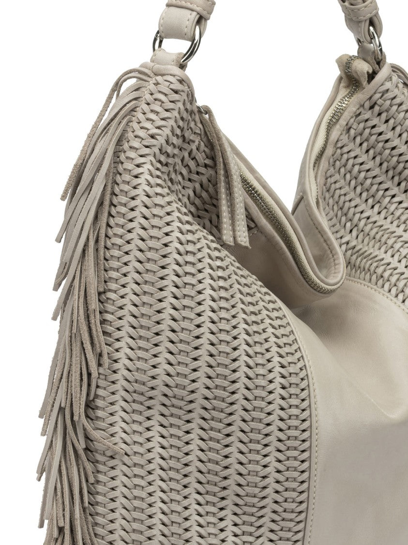 Giancarlo Nevola Spacious 100% Leather Shoulder Bag With Woven Details