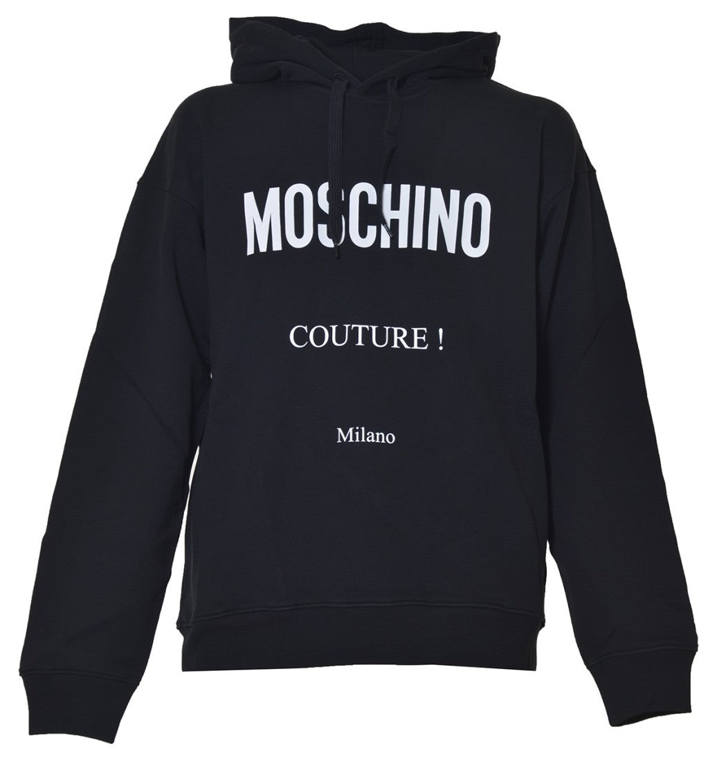 Moschino Black Cotton Hoodie Logo Print