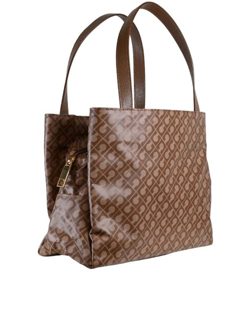 Gherardini Brown Geometric Pattern Shoulder Handbag