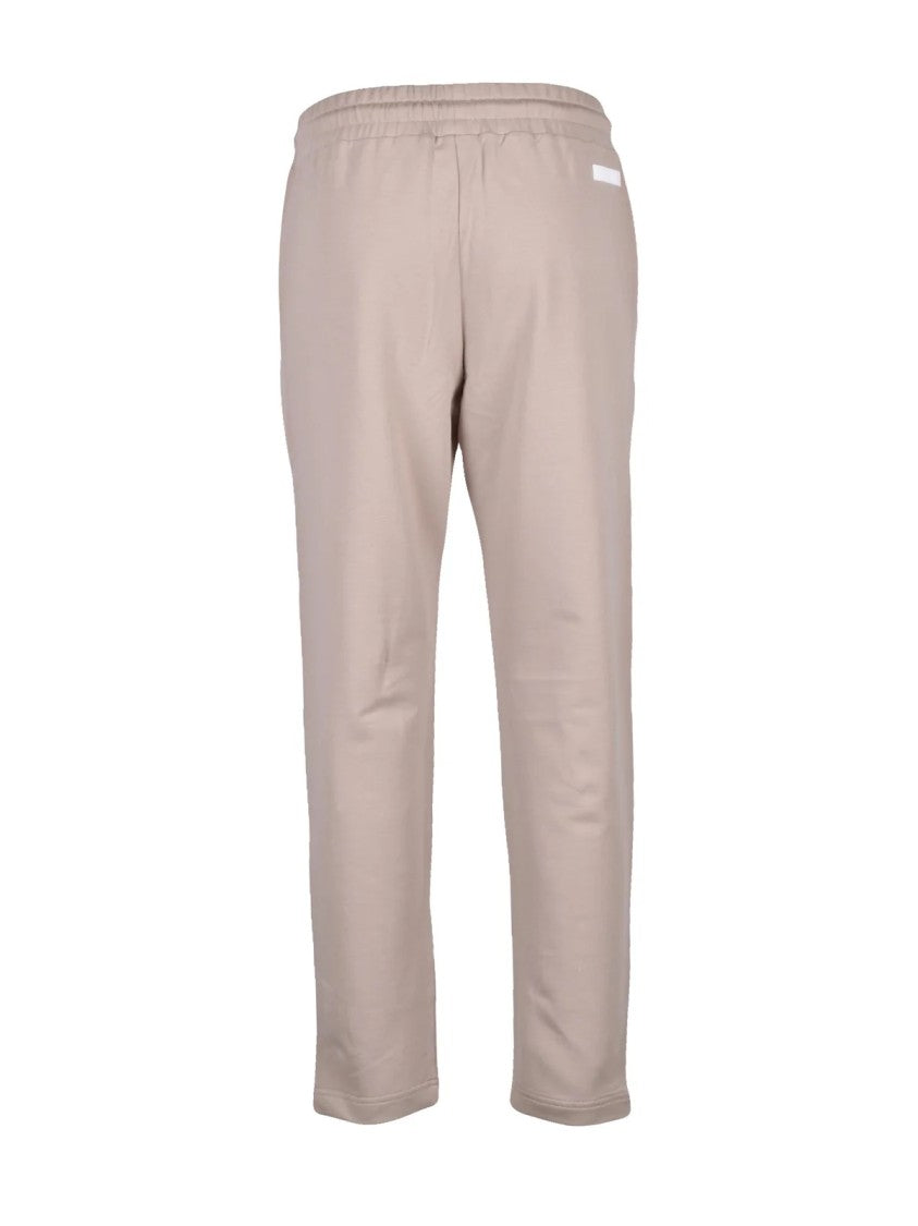 Ea7 Emporio Armani Taupe Track Pants With Elastic Waistband And Subtle Logo Detail