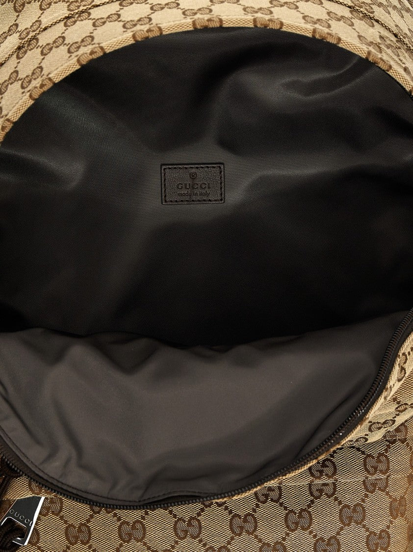 Gucci Medium Gg Fabric Backpack With Embossed Logo