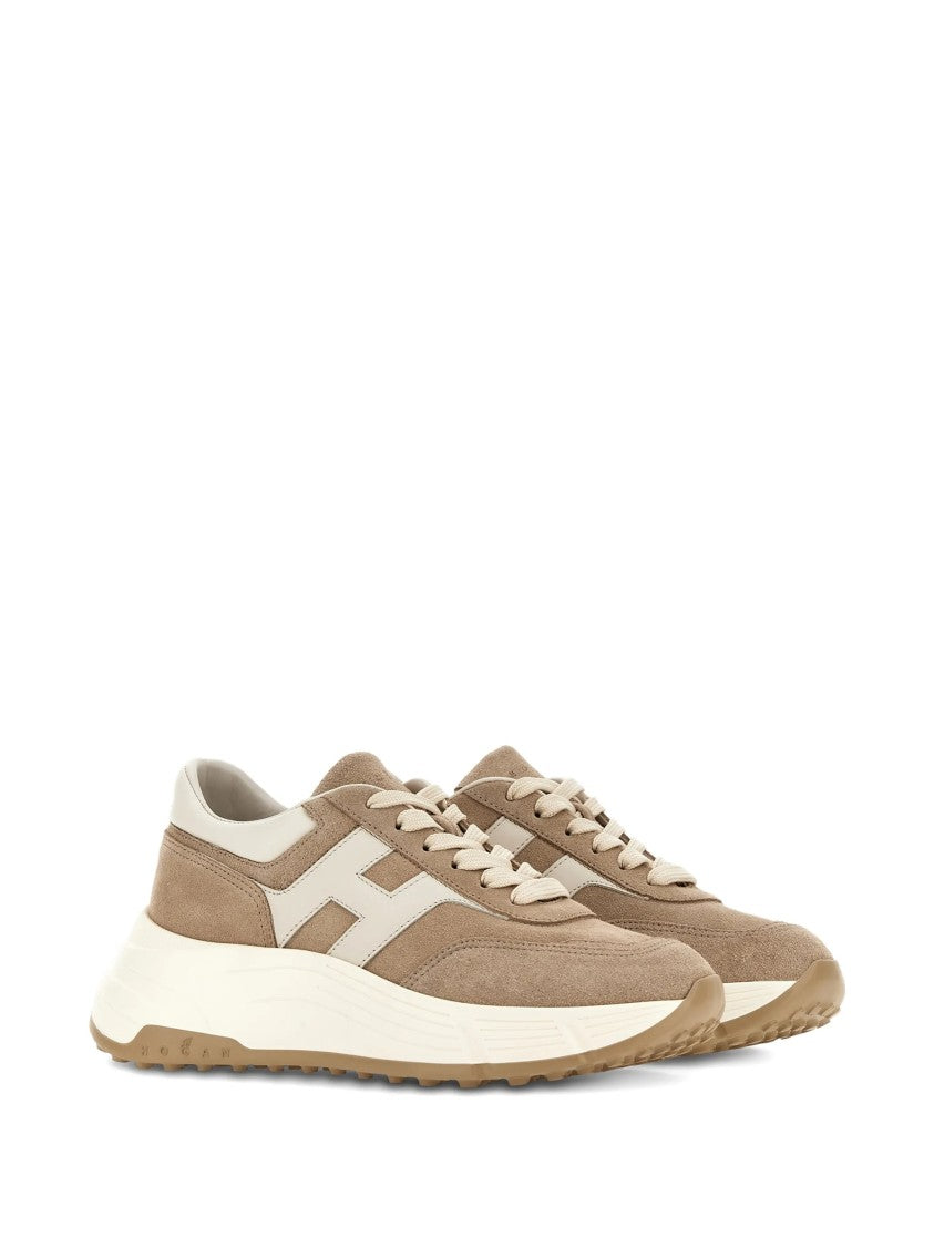 Hogan Beige Chunky Suede Cream Leather Sneakers