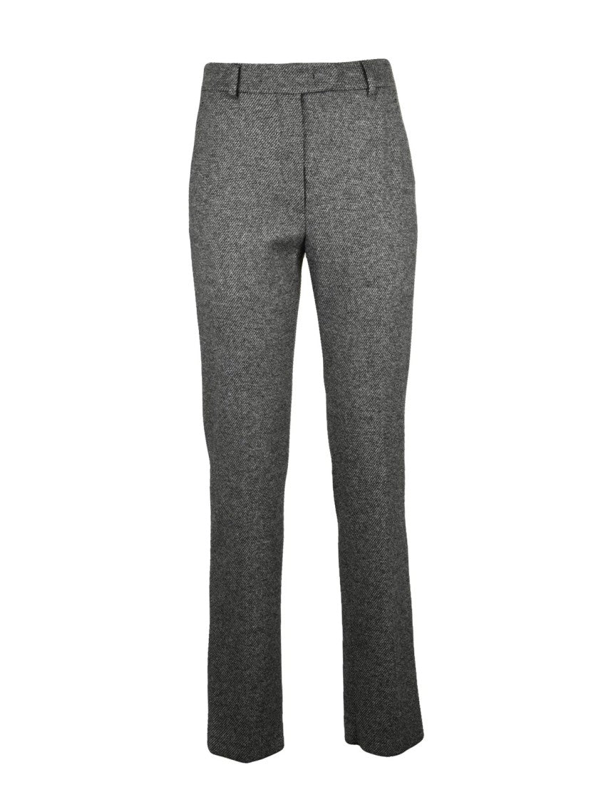 Max Mara Tailored Grey Trousers With Concealed Fastening And Textured Fabric
