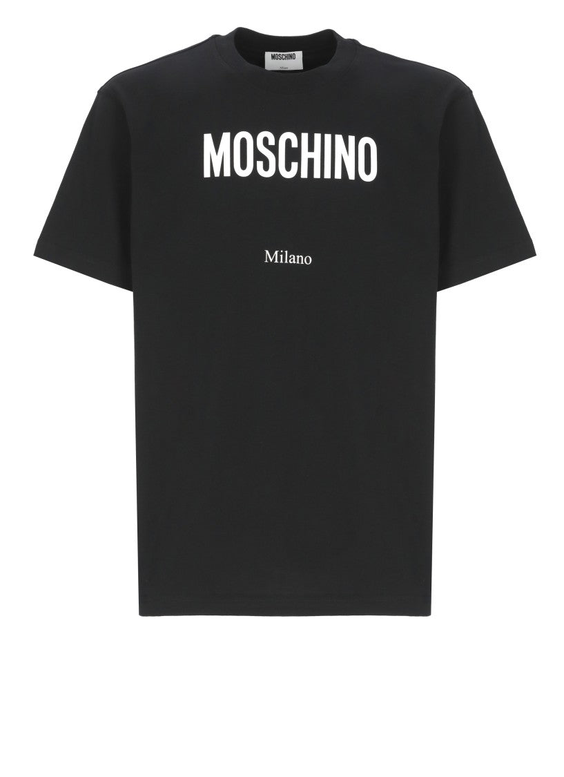 Moschino Contrasting Logo Black Cotton T-Shirt
