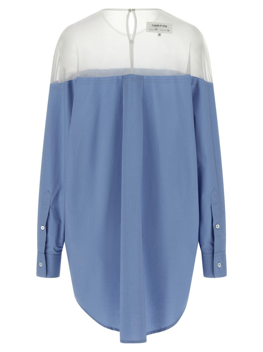 Mm6 By Maison Margiela Cotton Poplin Shirt With Tulle Insert And Teardrop Detail