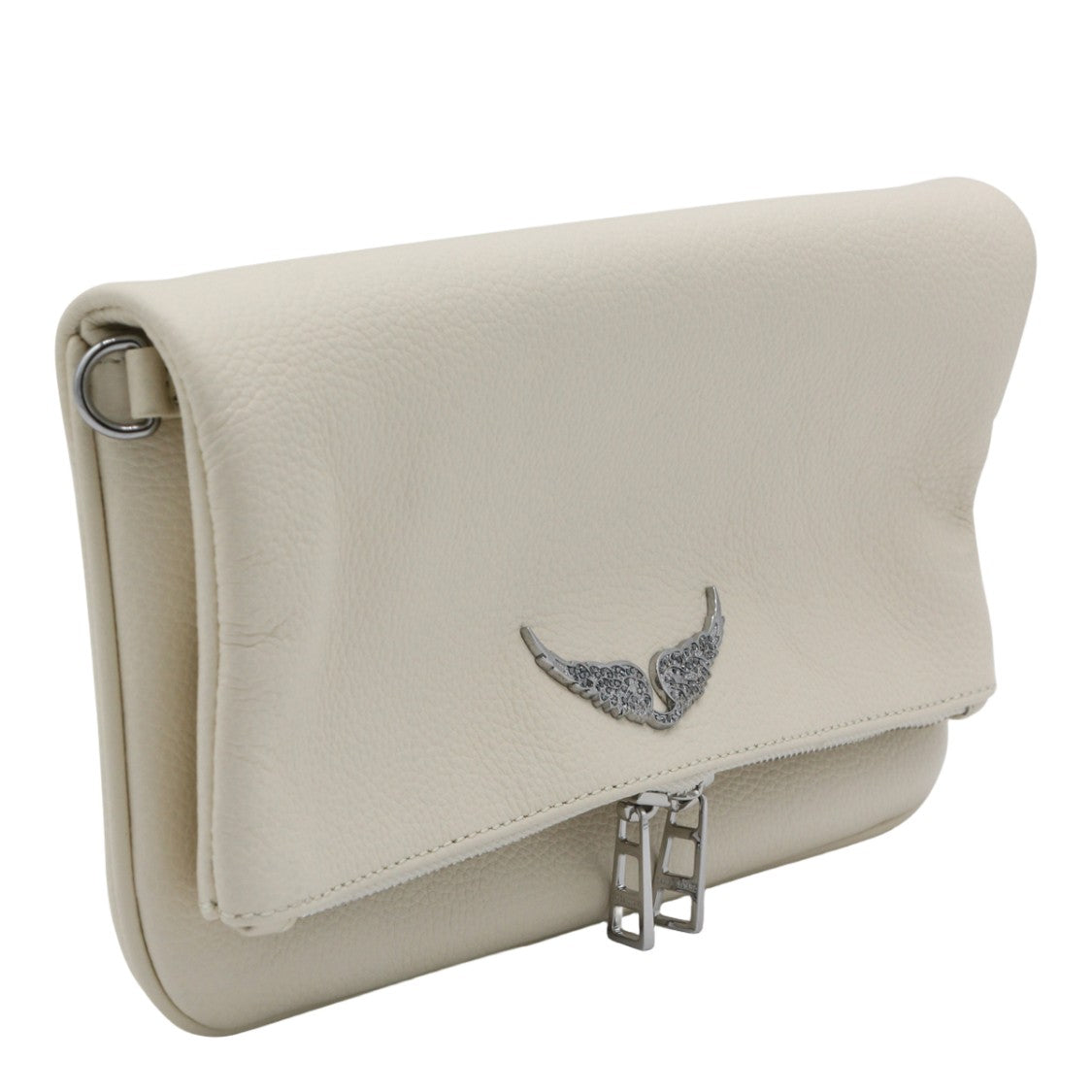 Zadig & Voltaire Rectangular Pebbled Clutch With Silver Detailing