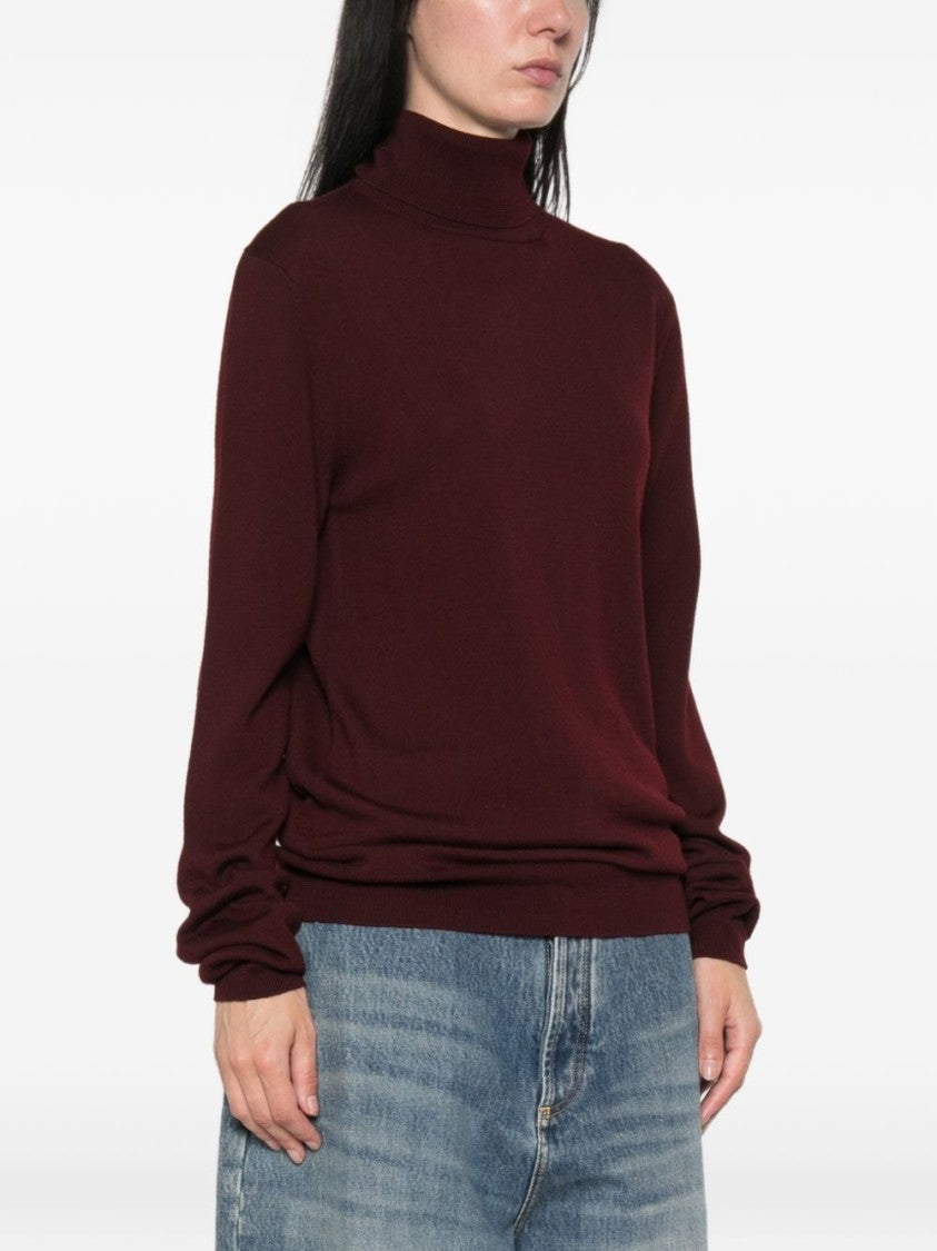 The Frankie Shop Burgundy Merino Wool Turtleneck Sweater