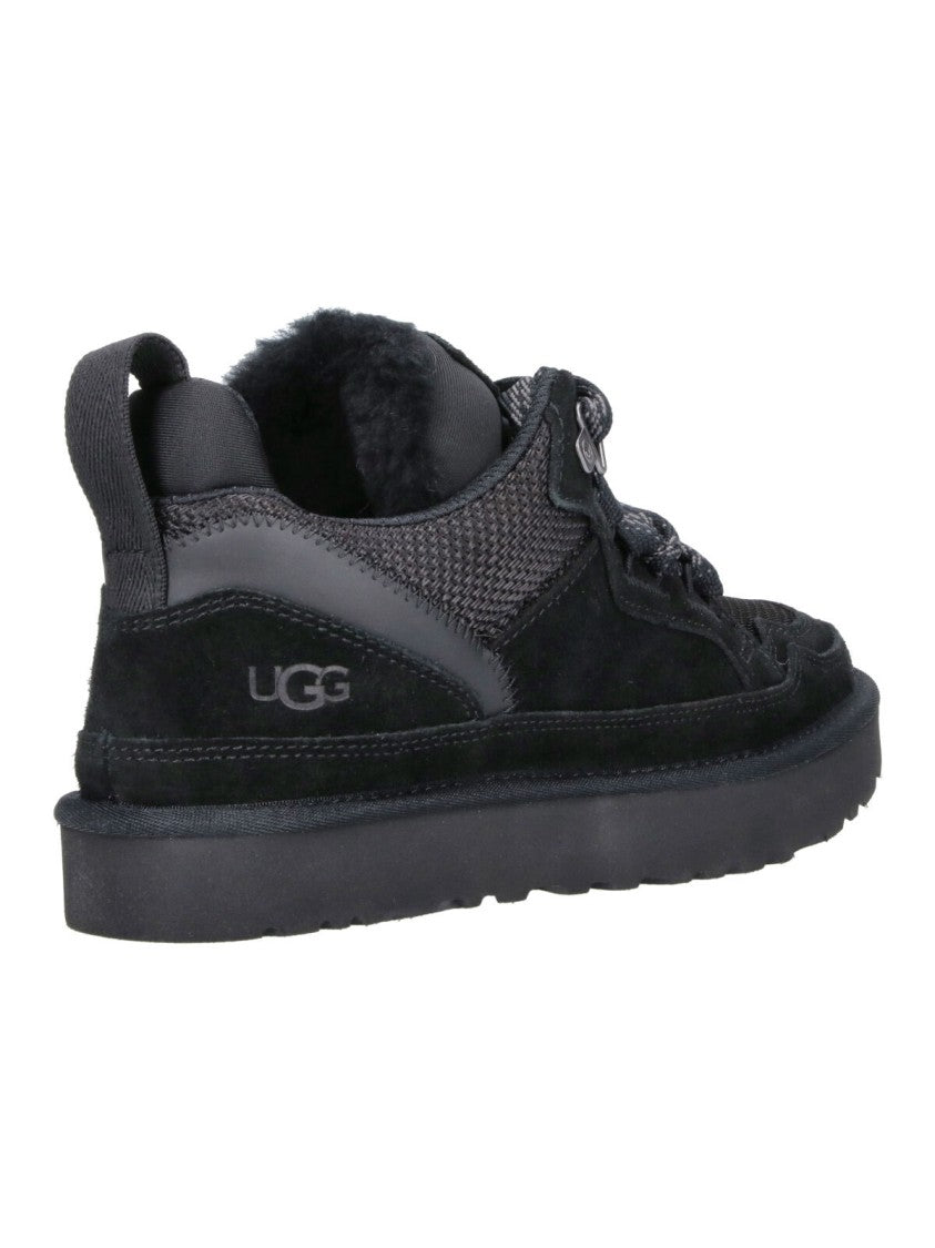 Ugg Black Lowmel Leather Faux Fur Sneakers