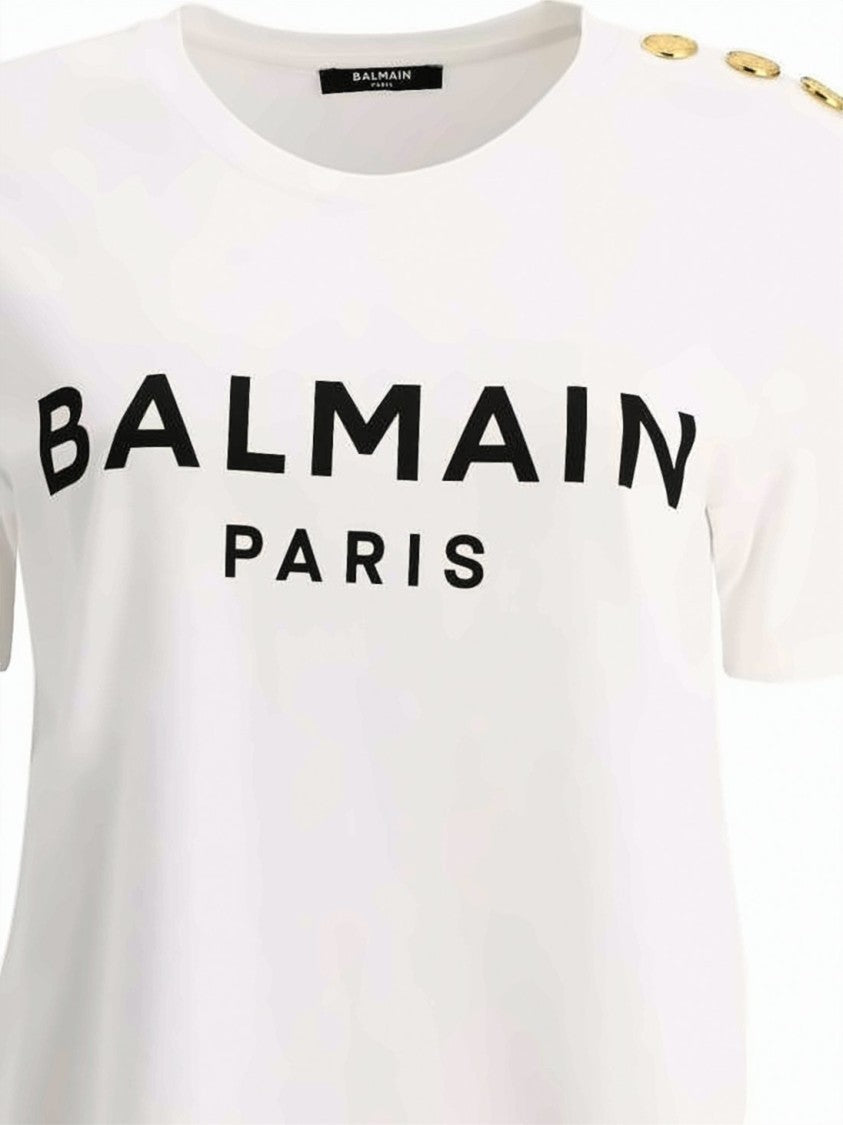 Balmain Crew Neck T-Shirt With Bold Paris Print