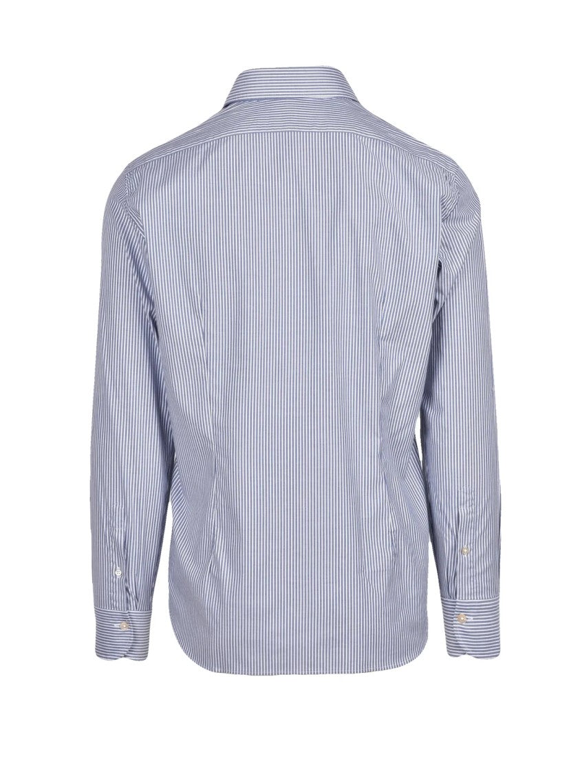 Grigio Blue/White Striped Stretch Cotton Shirt