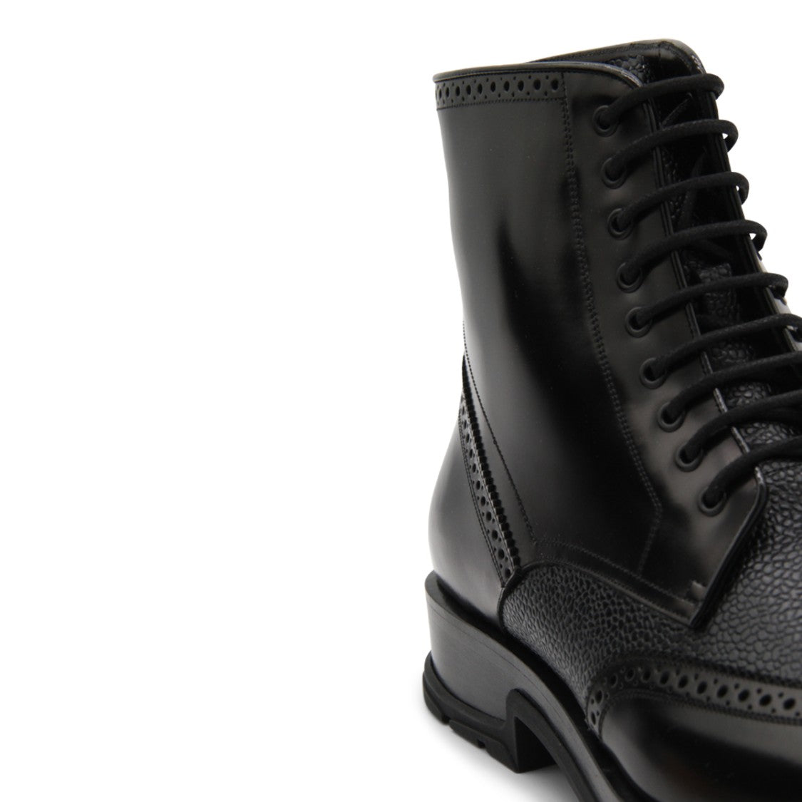 Alexander Mcqueen Black Leather Lace Up Boots