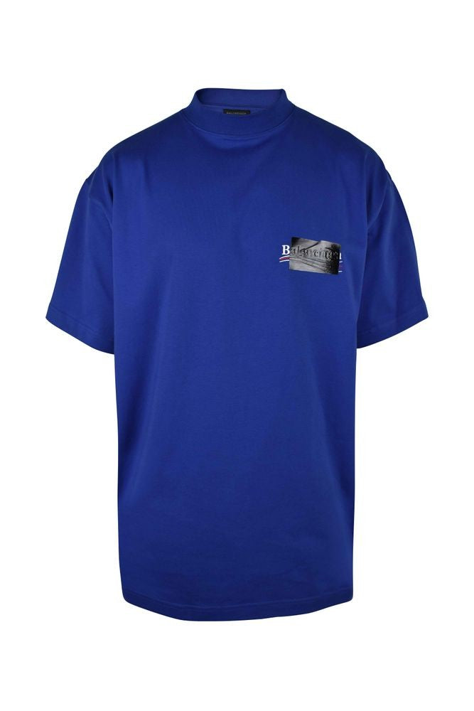 Balenciaga Royal Blue Oversized Political Gaffer T-Shirt