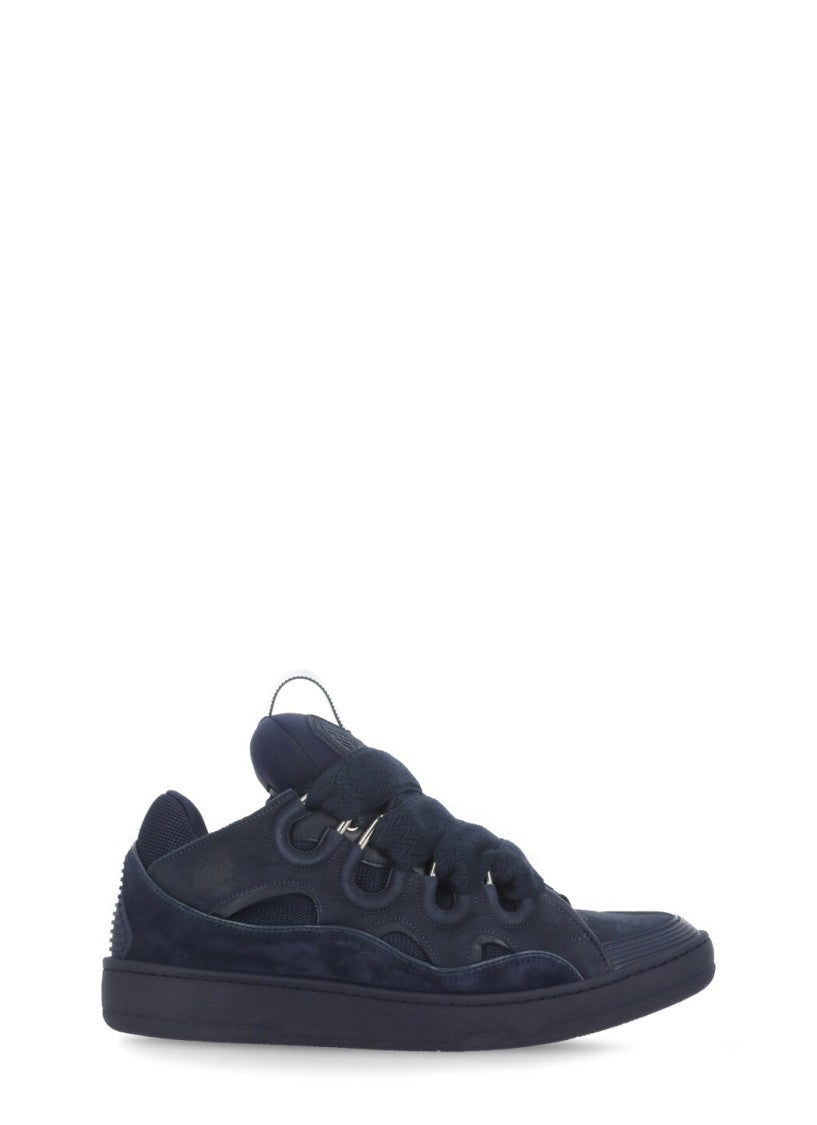 Lanvin Dark Blue Curb Leather Sneakers