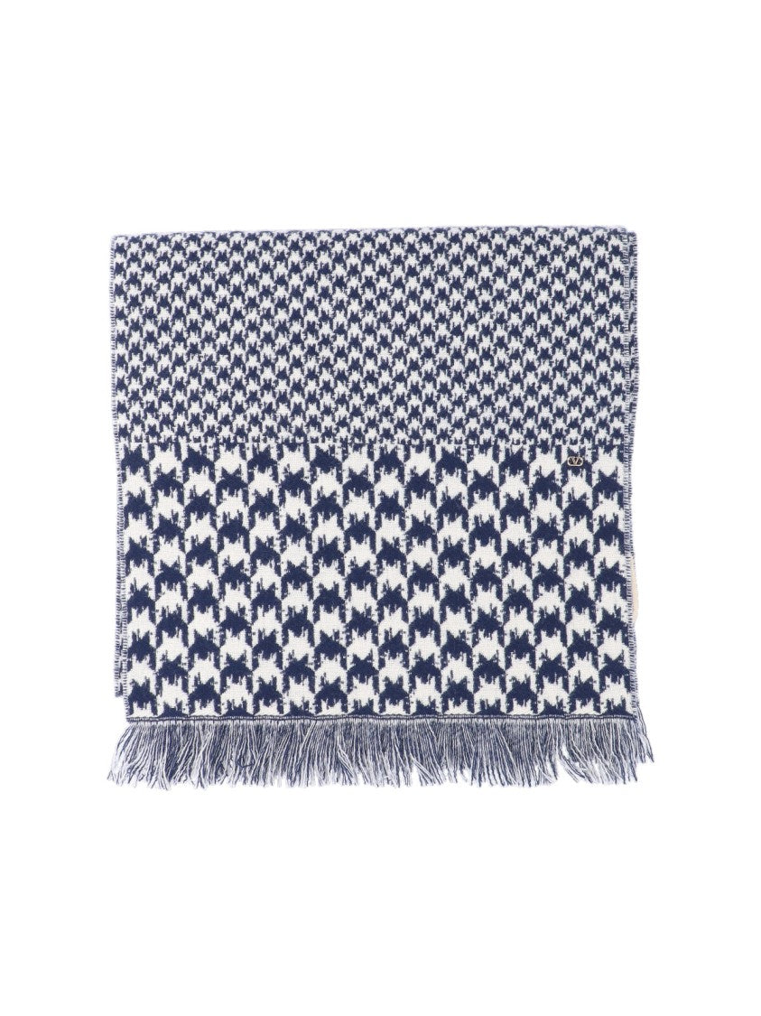 Valentino Garavani Houndstooth Scarf – Navy Blue