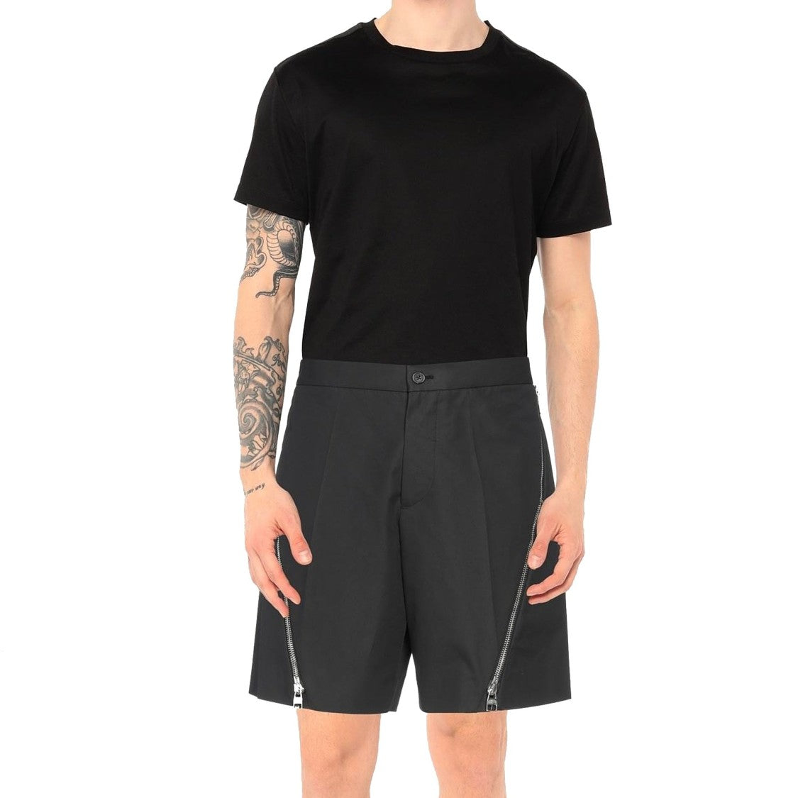 Alexander Mcqueen Tailored Black Cotton Bermuda Shorts