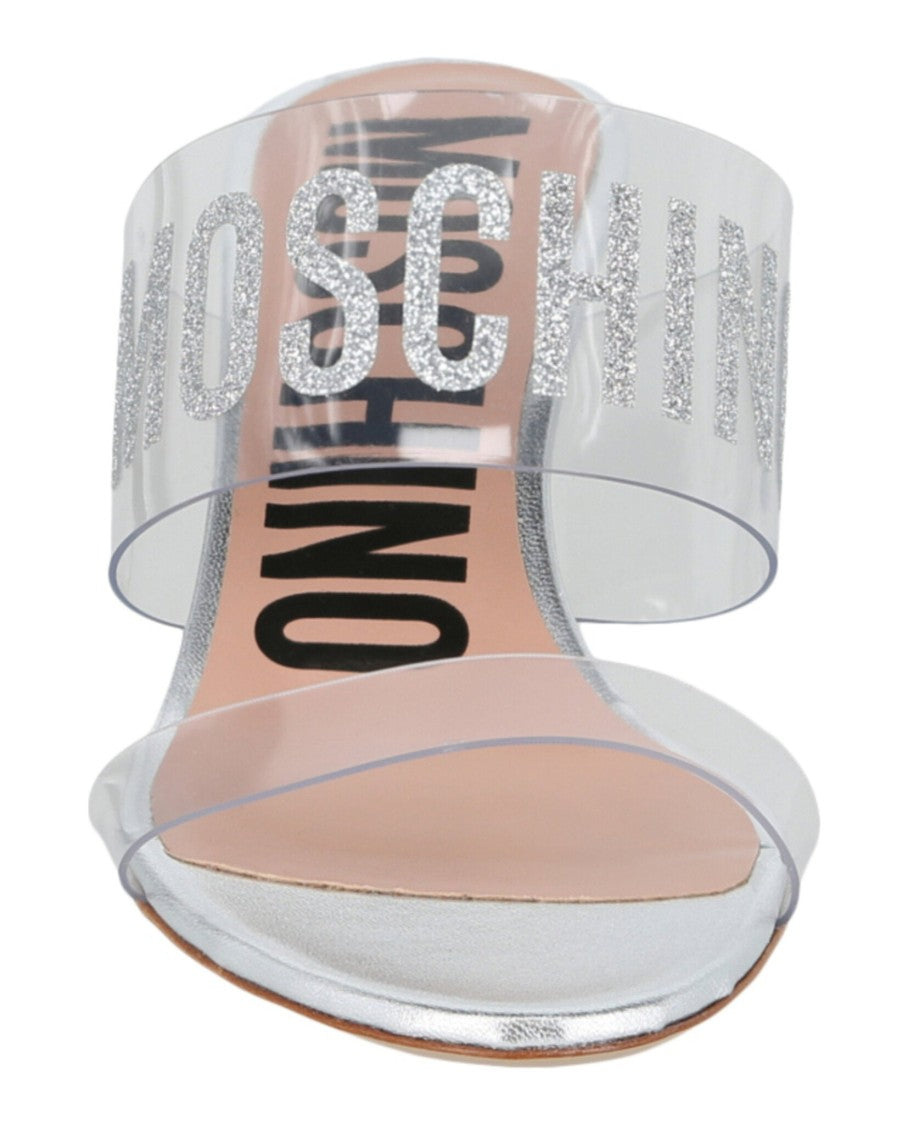 Moschino Glitter Logo Heel Sandals