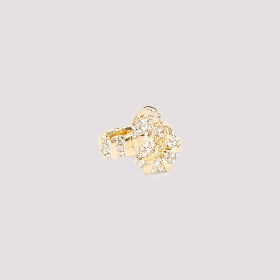 Lanvin Golden Brass Rhinestone Melodie Ring