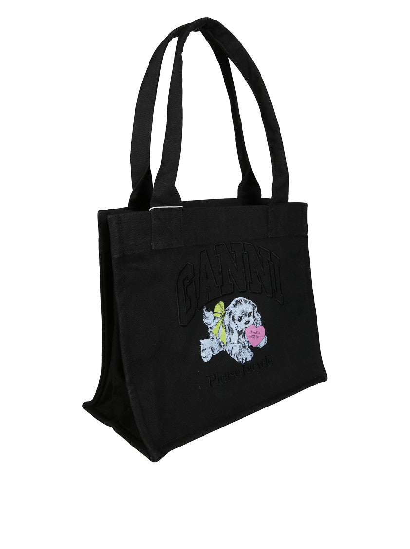 Ganni Large Easy Shopper Pocket Dog Print