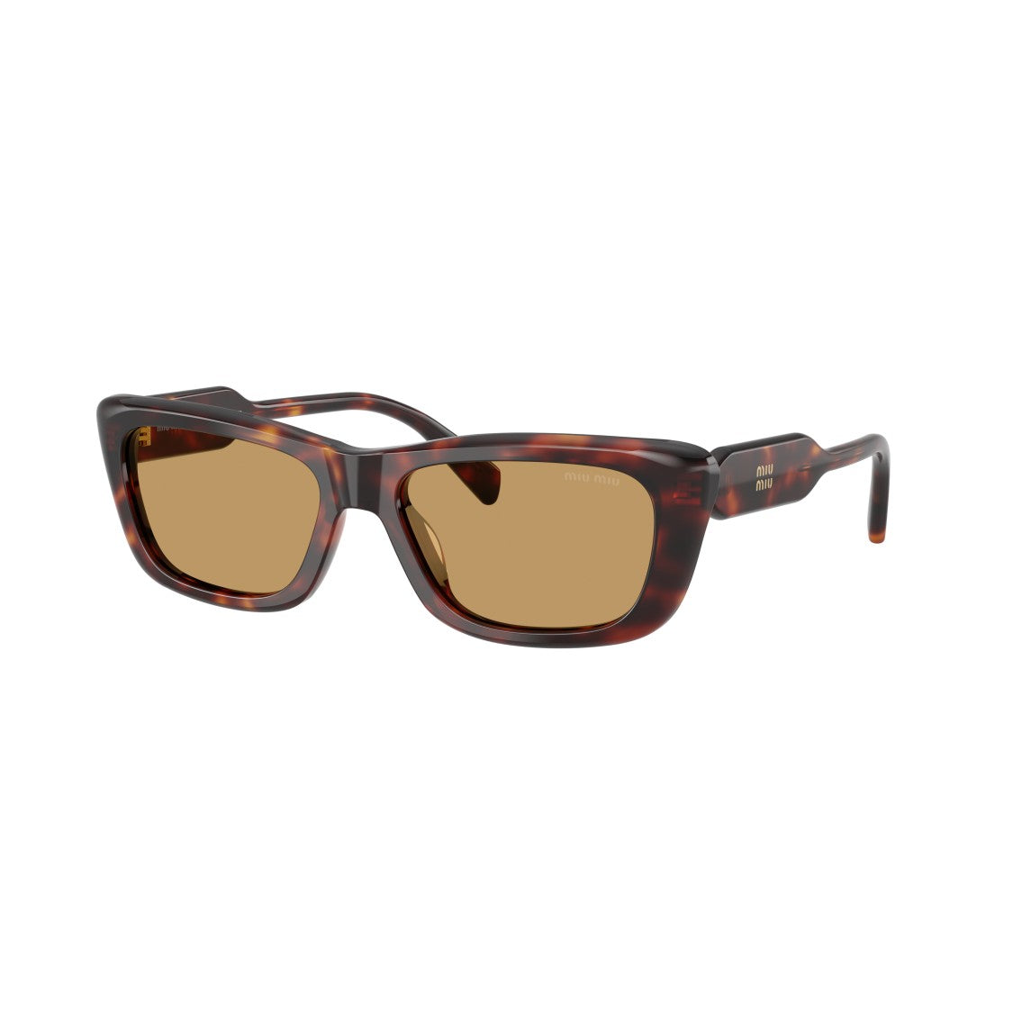 Miu Miu 0Mu B12s Rectangular Tortoiseshell Sunglasses With Thick Arms