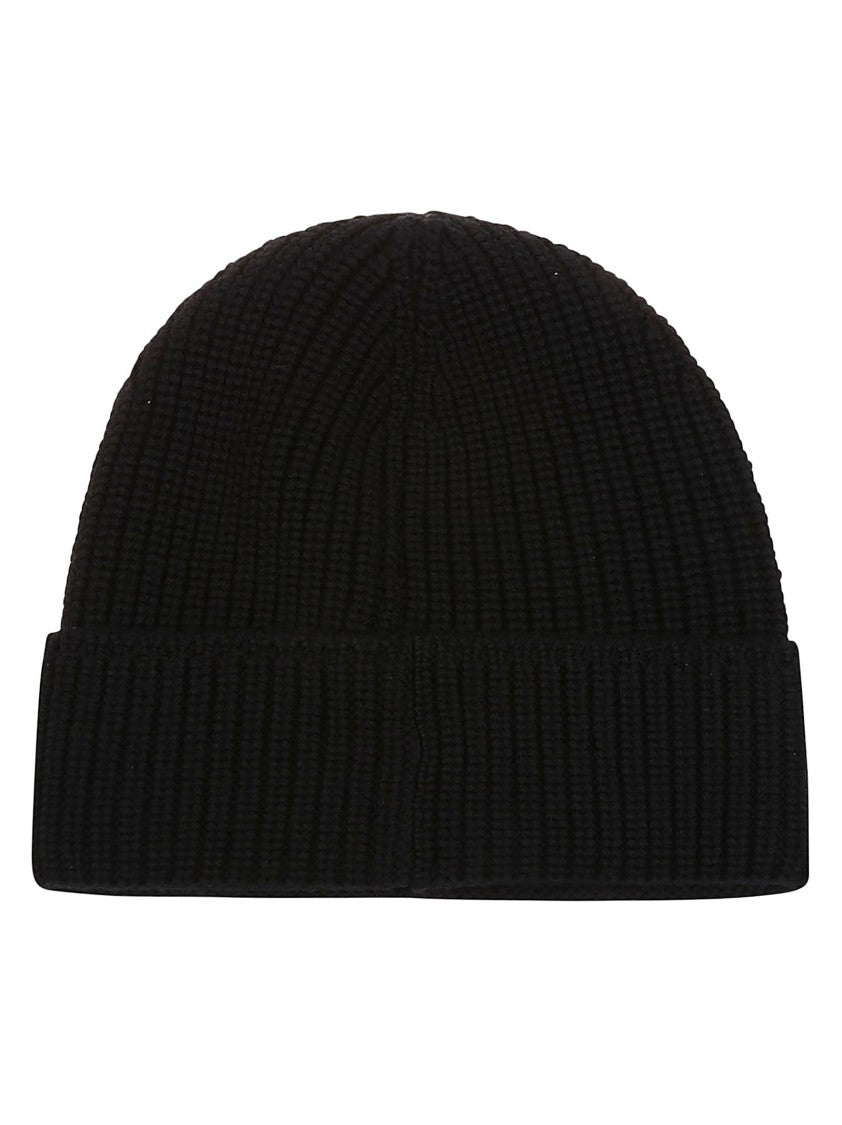 Canada Goose Black Ribbed Knit Wool Beanie