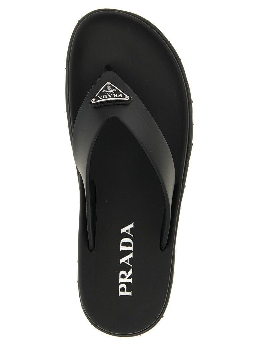 Prada Triangle Logo Sandals