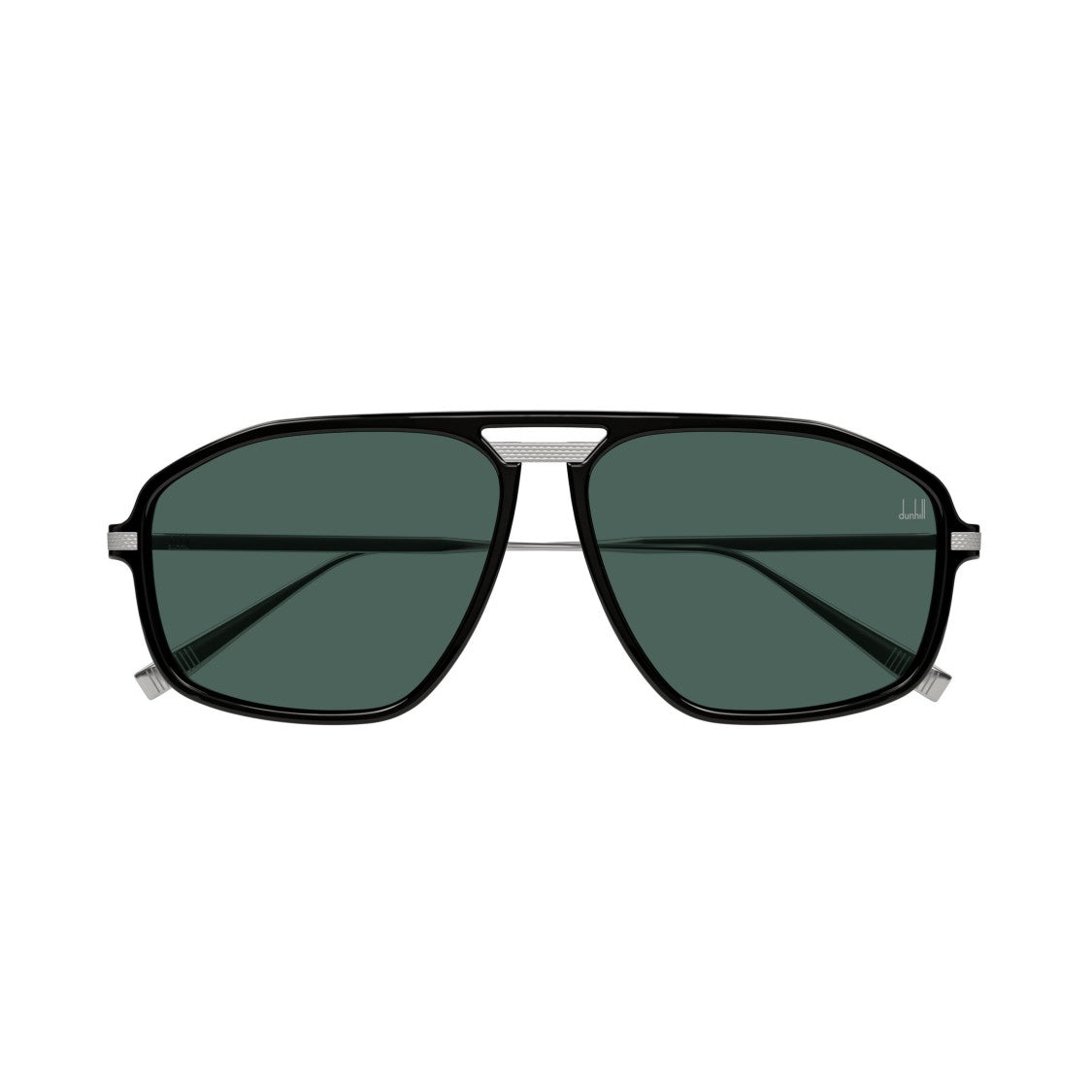 Dunhill Du0120s Squared Black Sunglasses With Textured Silver Temples
