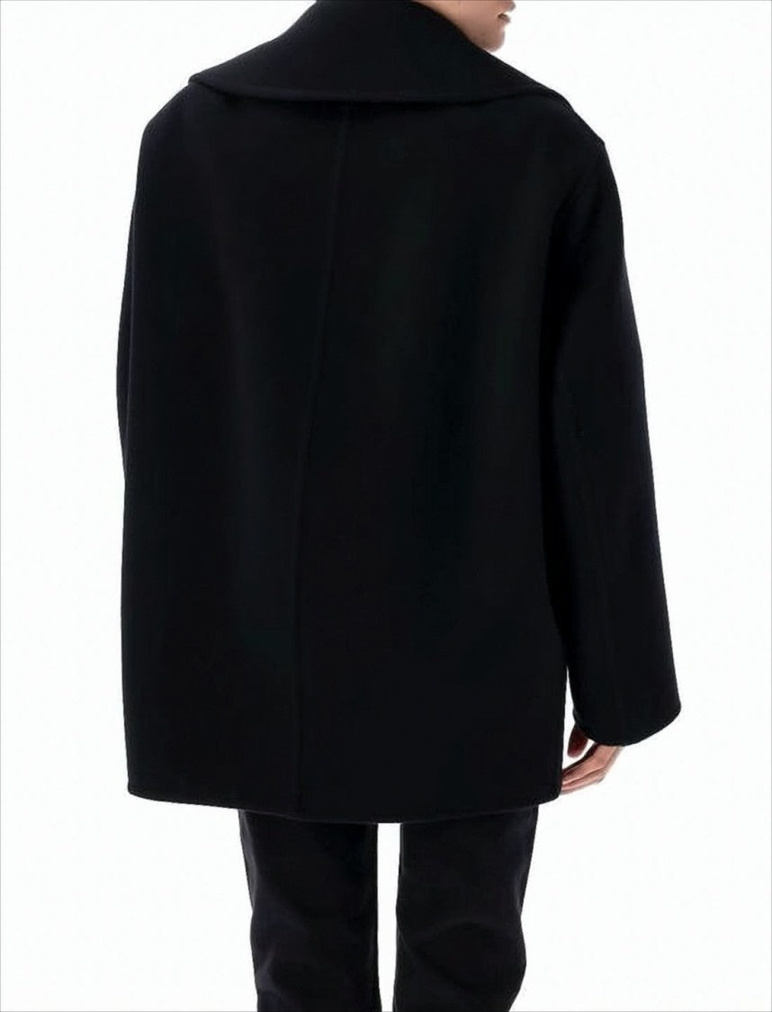 Saint Laurent Double-Breasted Wool Coat With Wide Lapel