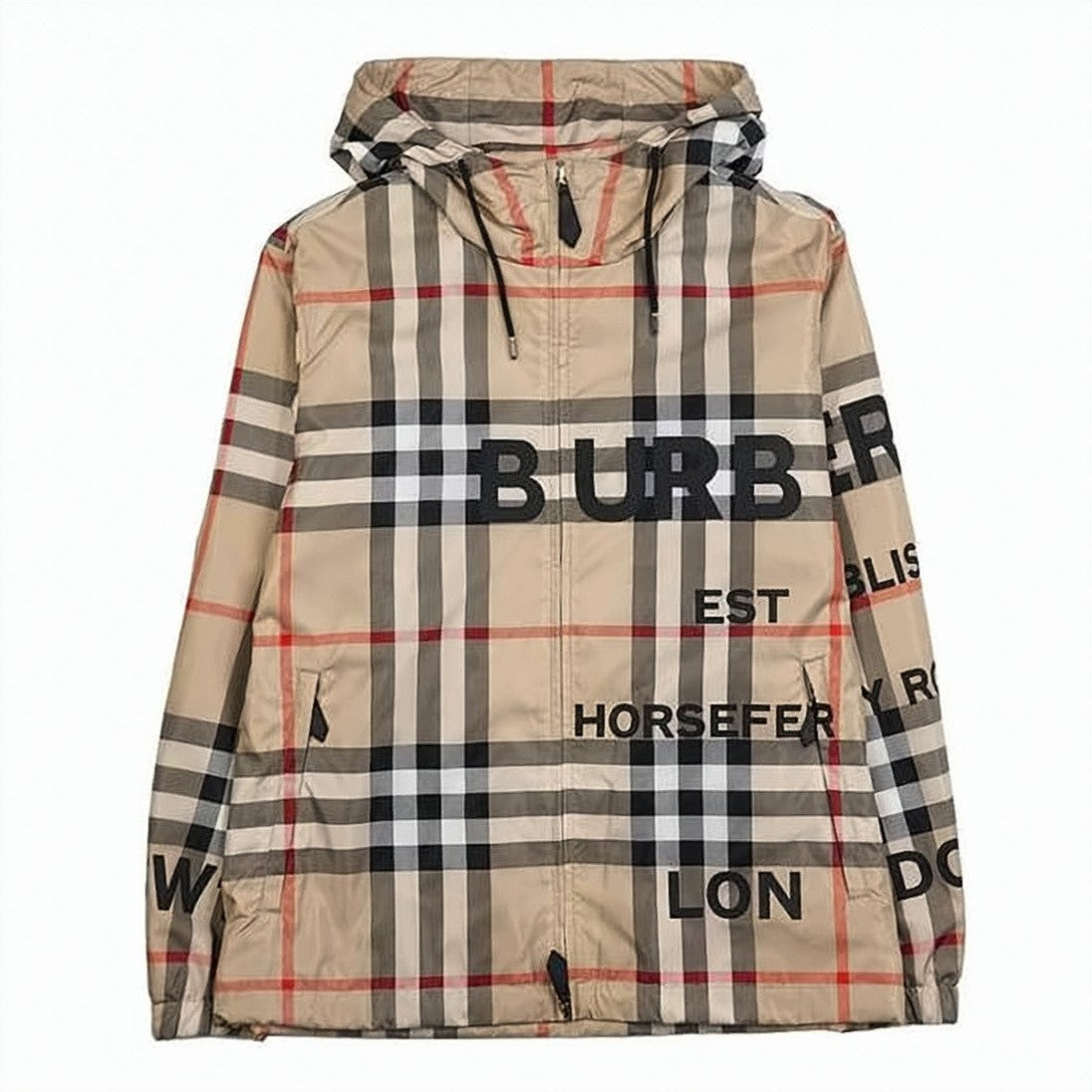 Burberry Hooded Lightweight Jacket With Classic Check Pattern