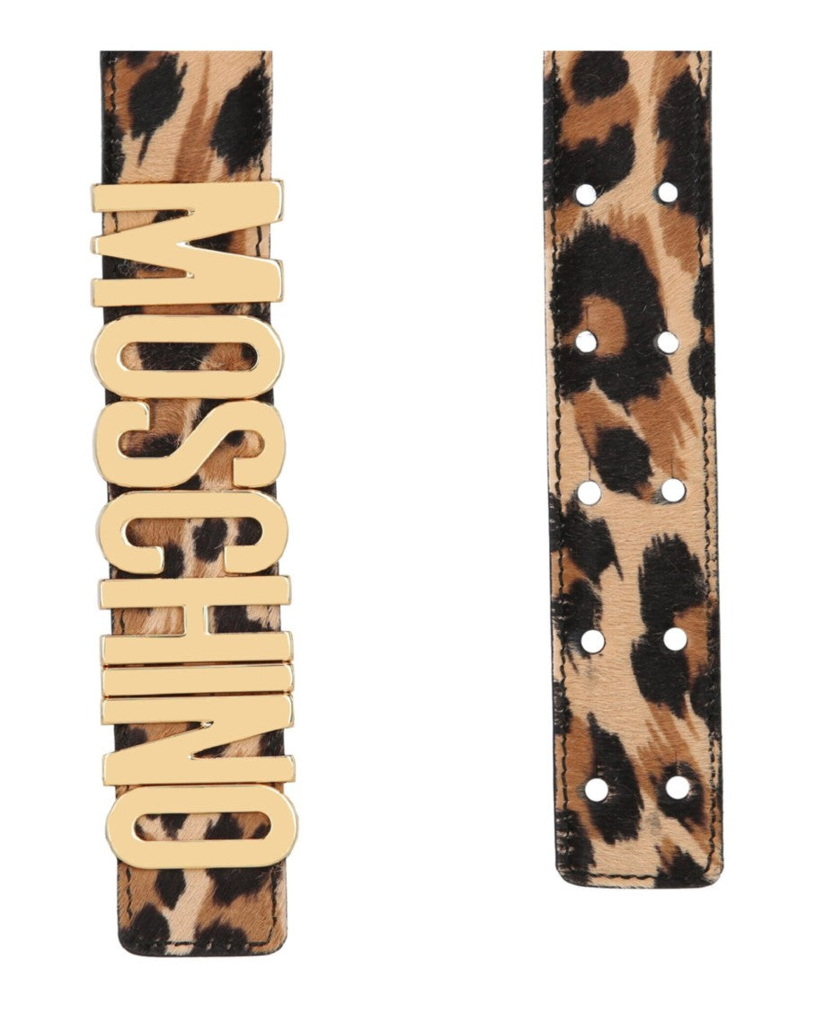 Moschino Leopard-Print Logo Belt