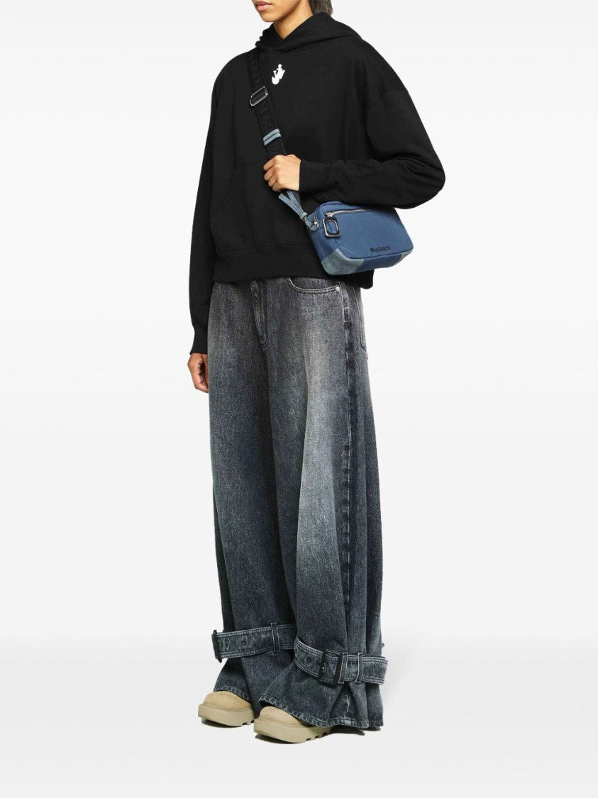 J. W. Anderson Cropped Black Hoodie With Subtle Branding And Relaxed Fit