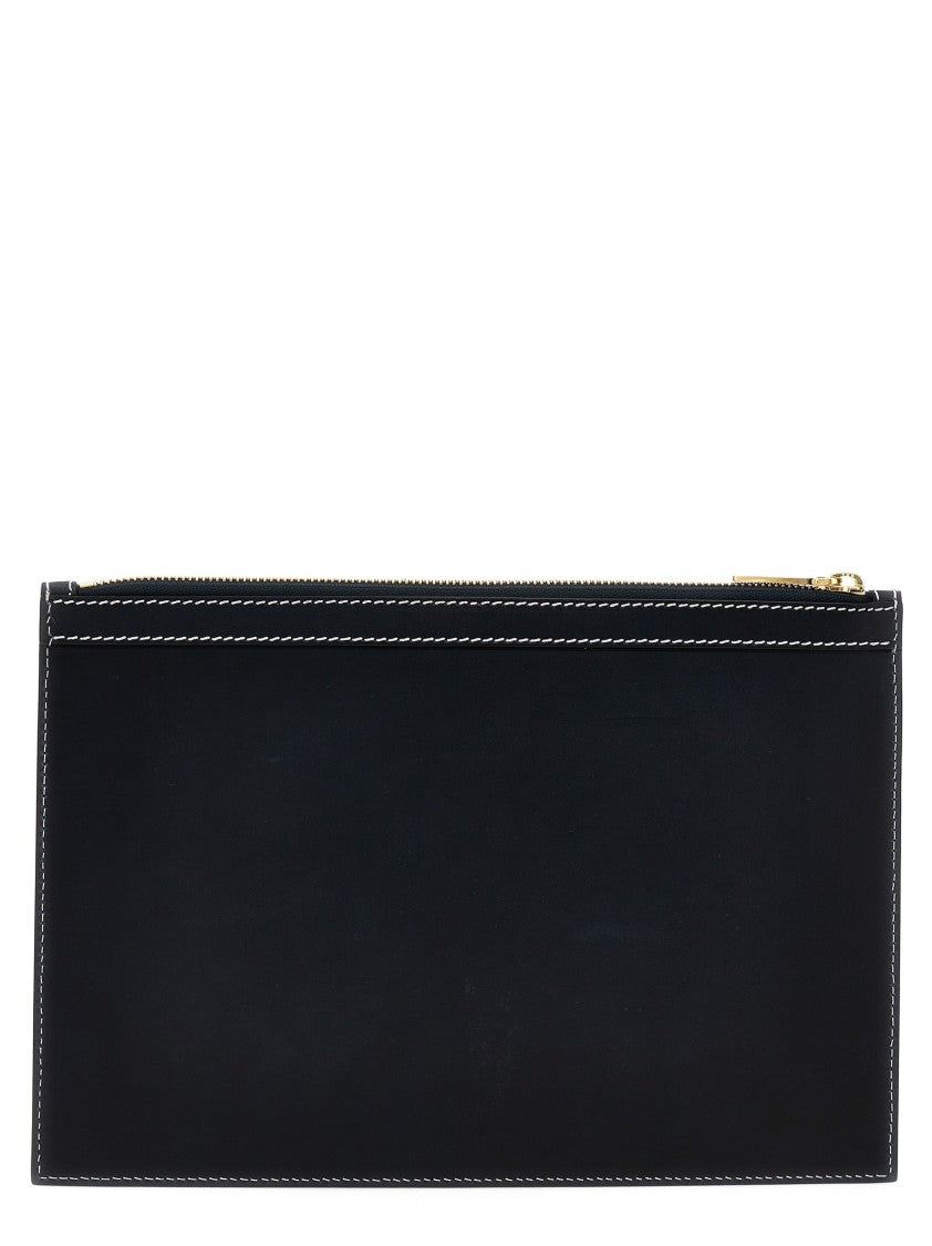 Thom Browne Small Document Pouch In Premium Calfskin Leather