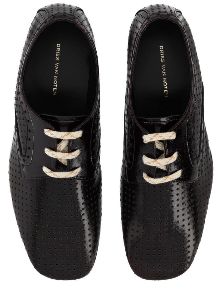 Dries Van Noten Pointed Toe Perforated Laces Loafers