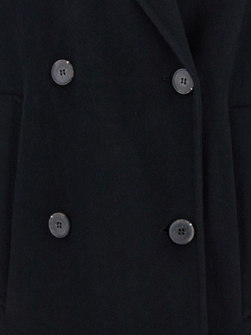 Ivy & Oak Double-Breasted Black Coat With Notched Lapels