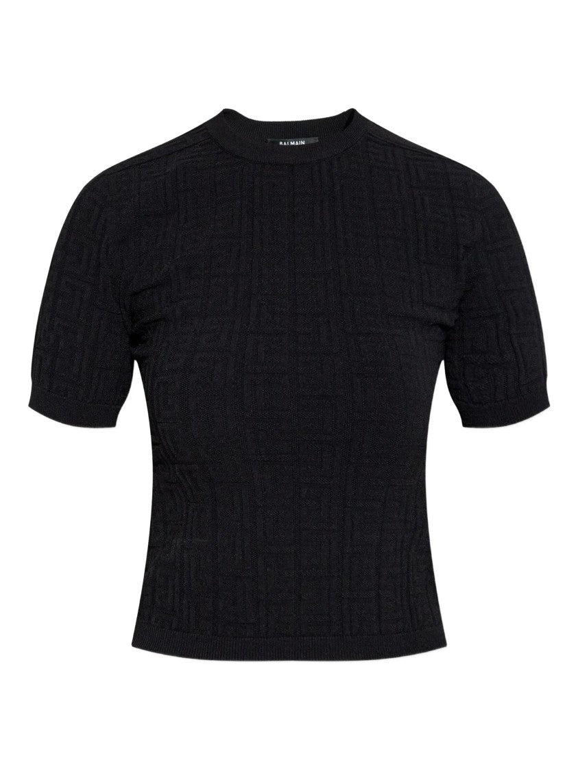 Balmain Black Classic Ss Cropped Fitted Top