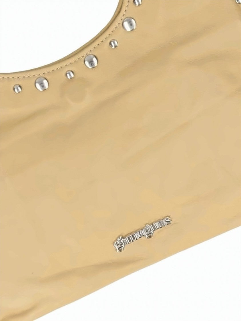 Gimaguas Rounded Rectangular Leather Shoulder Bag With Metallic Accents