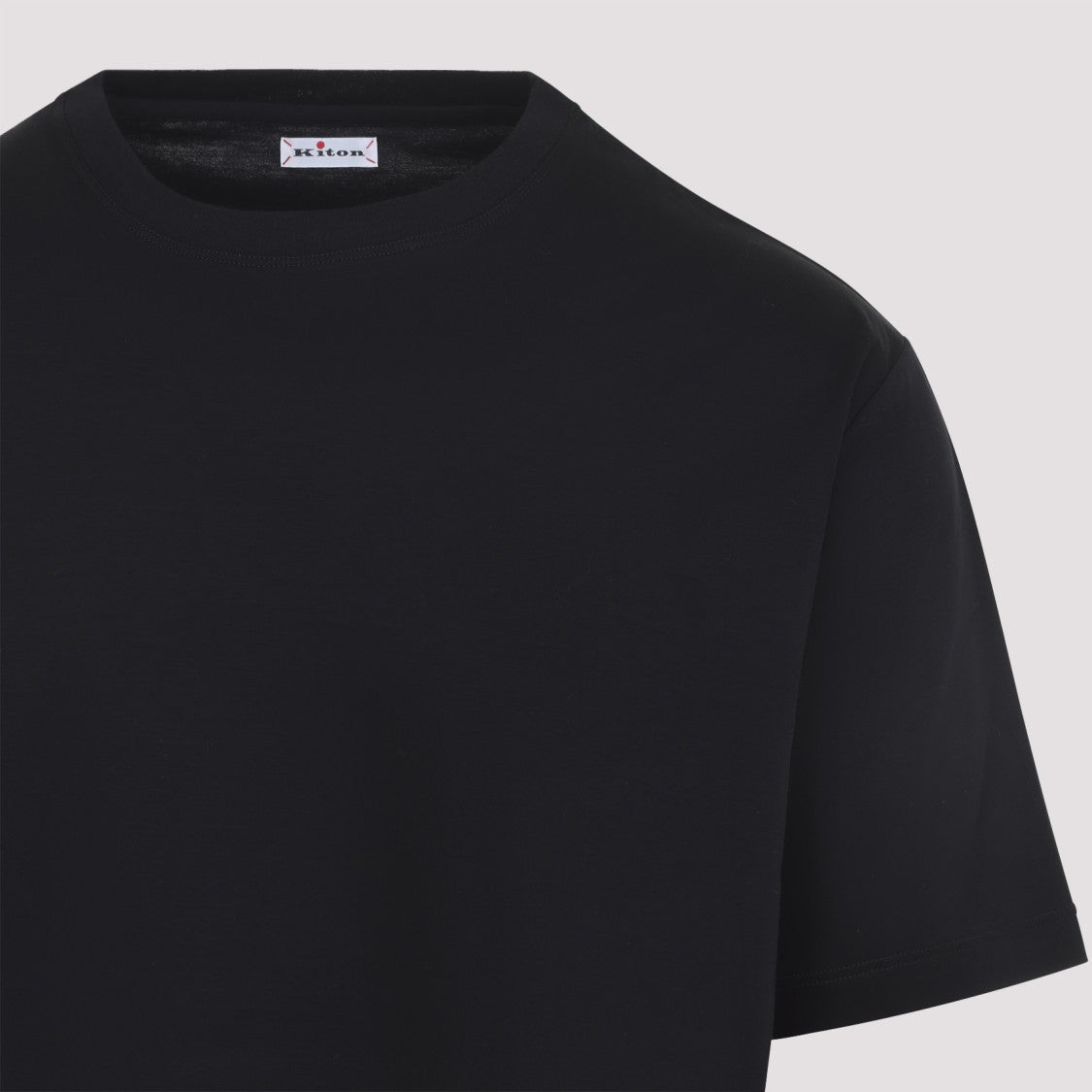 Kiton Minimalist Black Cotton Milano T-Shirt With Design